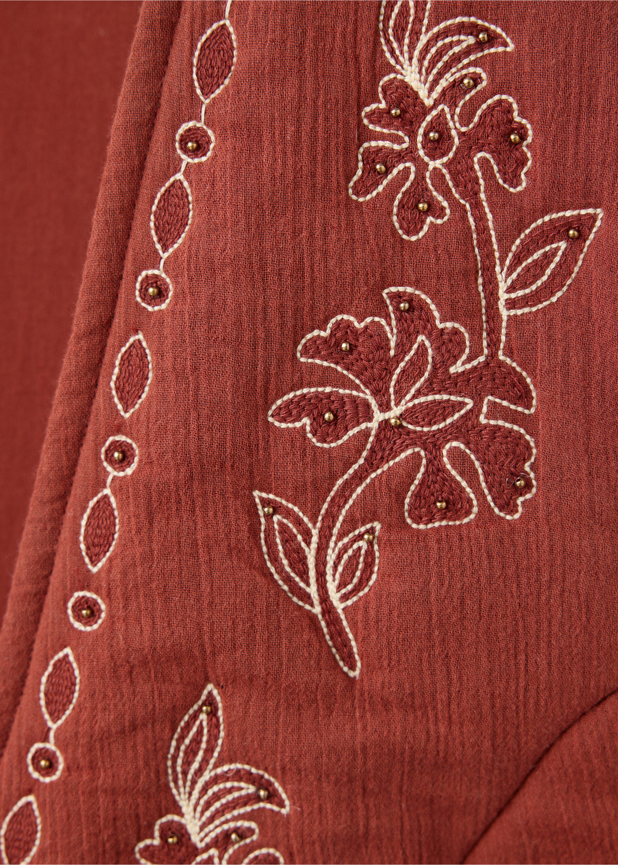 Embroidered floral gilet with bow - Details of the article 0, Burnt Orange. Ref: 37054095-00.