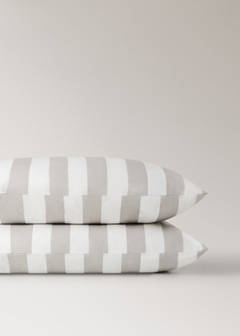 Two striped cotton pillowcases 50x75 cm — Sand 4