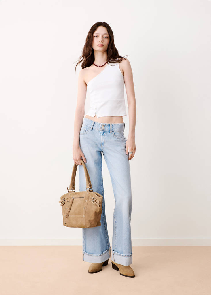 Asymetryczny top z guzikami złamana biel - Teen - XS - MANGO TEEN