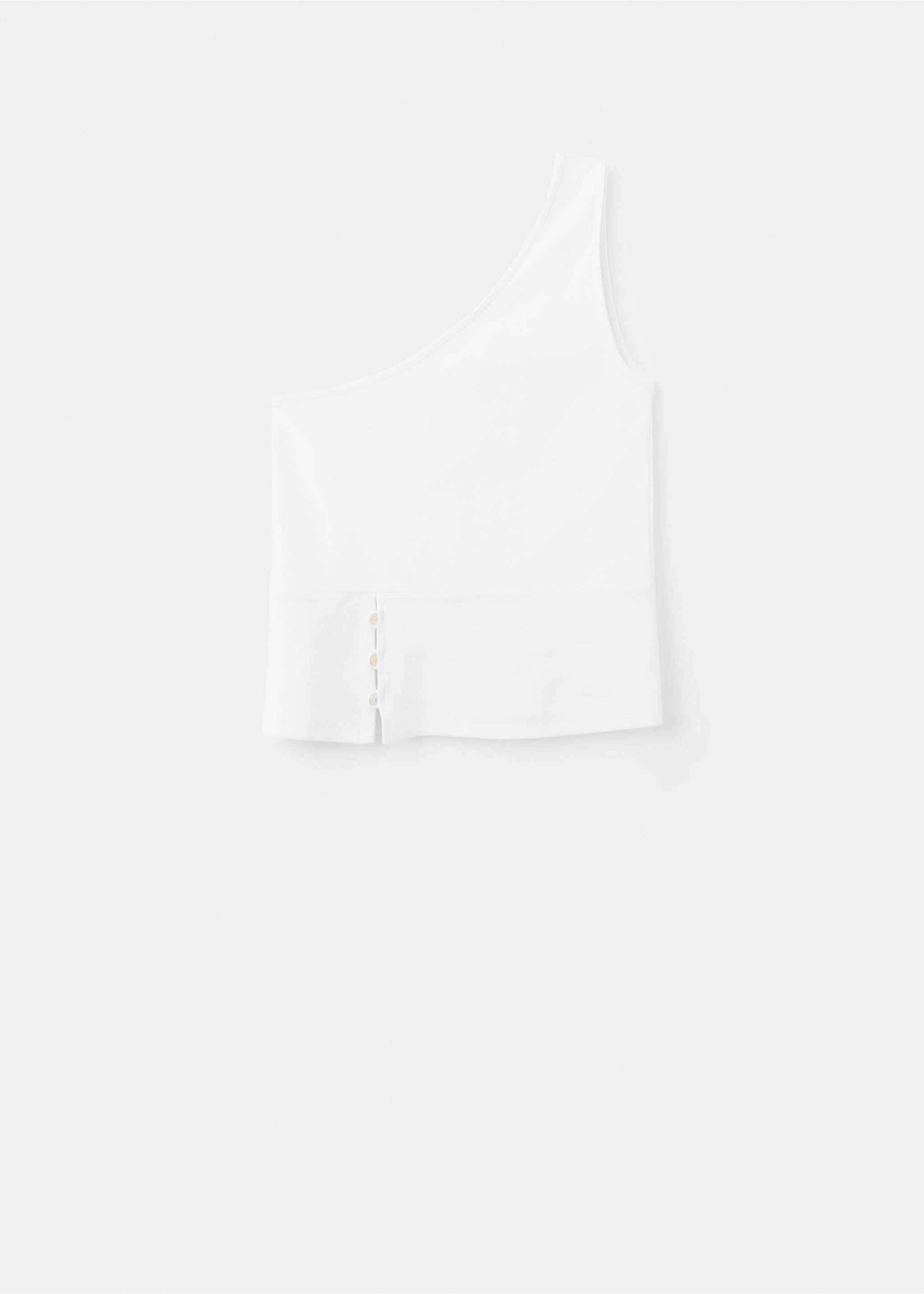 Asymmetric button detail t-shirt - Article without model, Off White. Ref: 37054098-00.