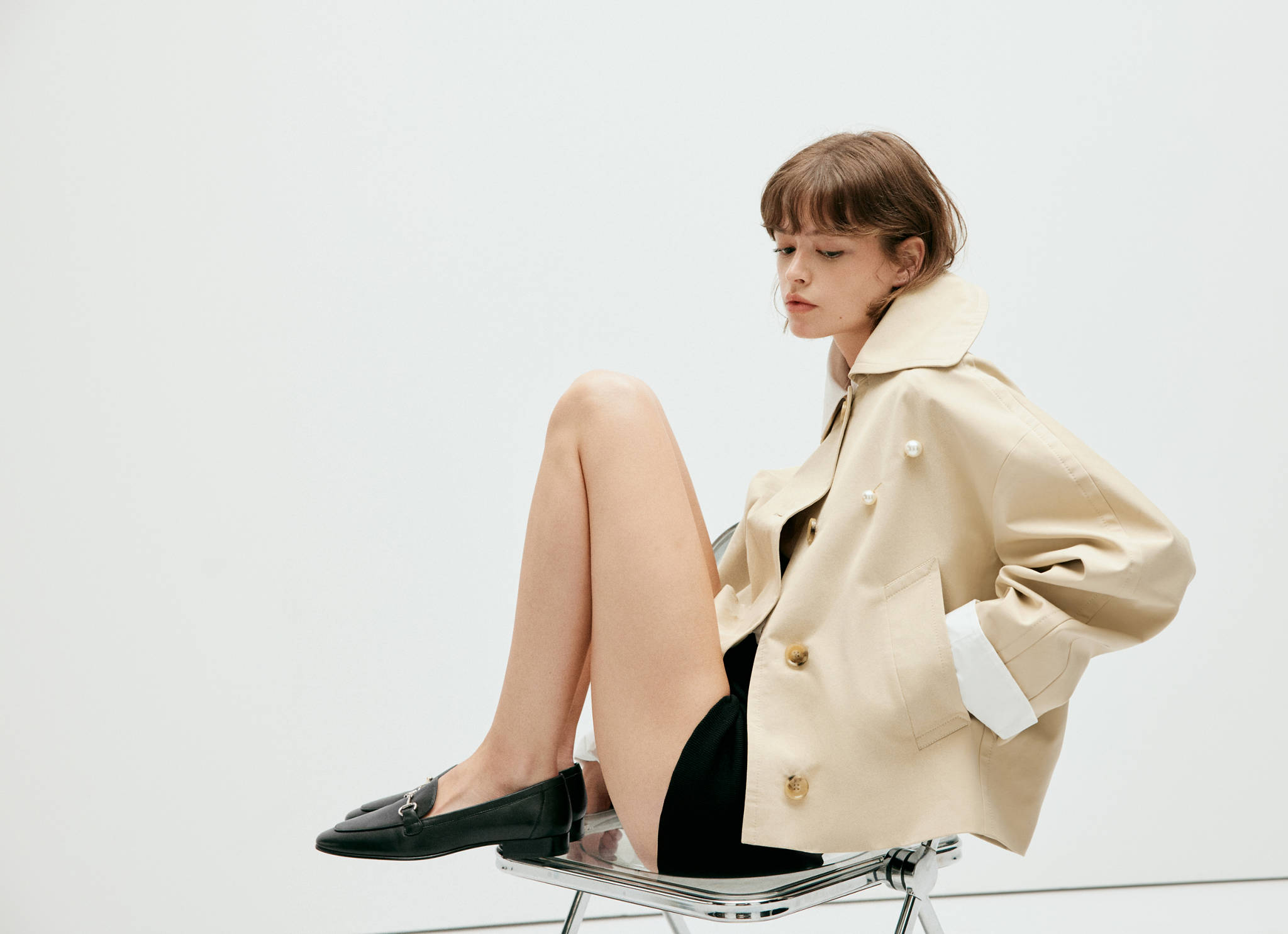 Waxed short trench coat - Panoramic plane