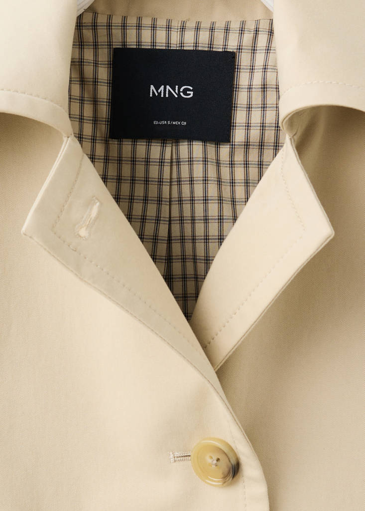 Waxed short trench coat — Beige