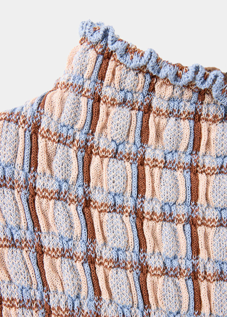 Square textured sweater — White