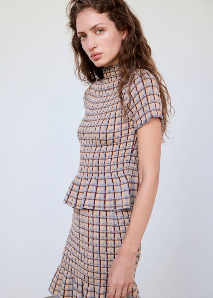 Square textured sweater — White