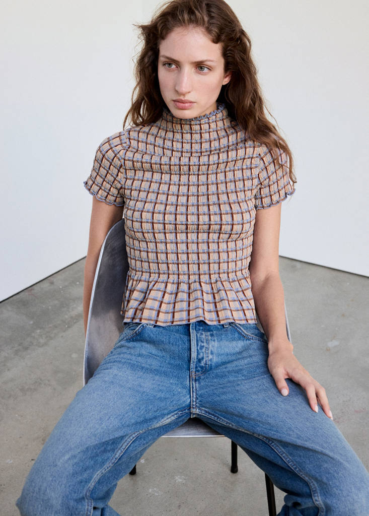 Square textured sweater — White