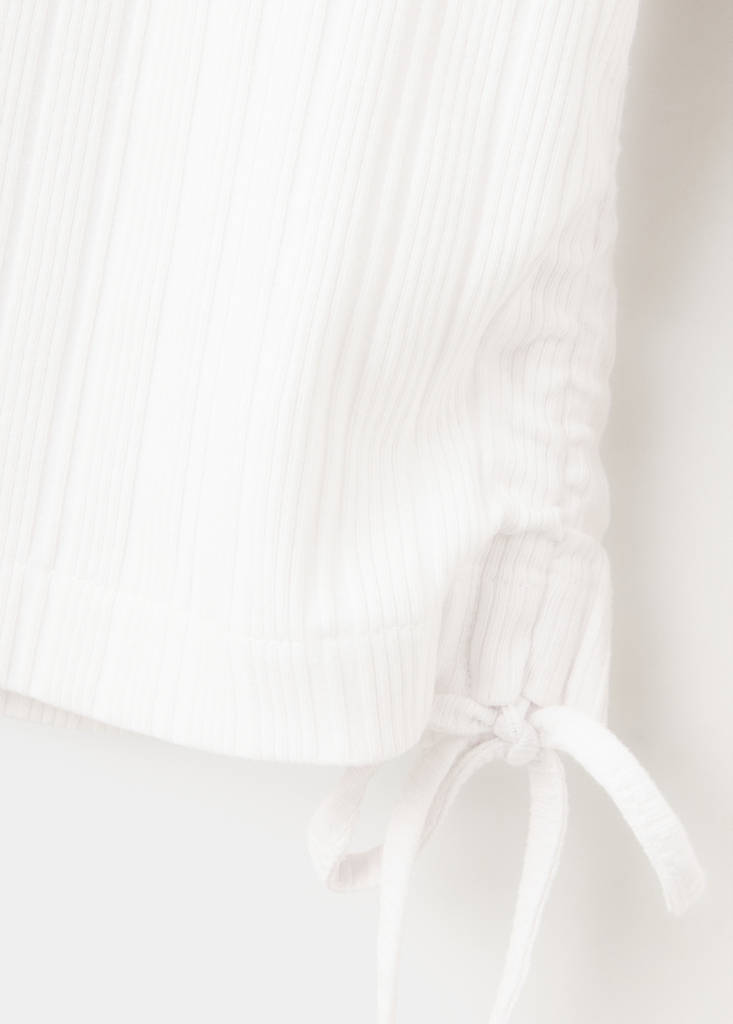 Ribbed T-shirt with ruched detail — Off White