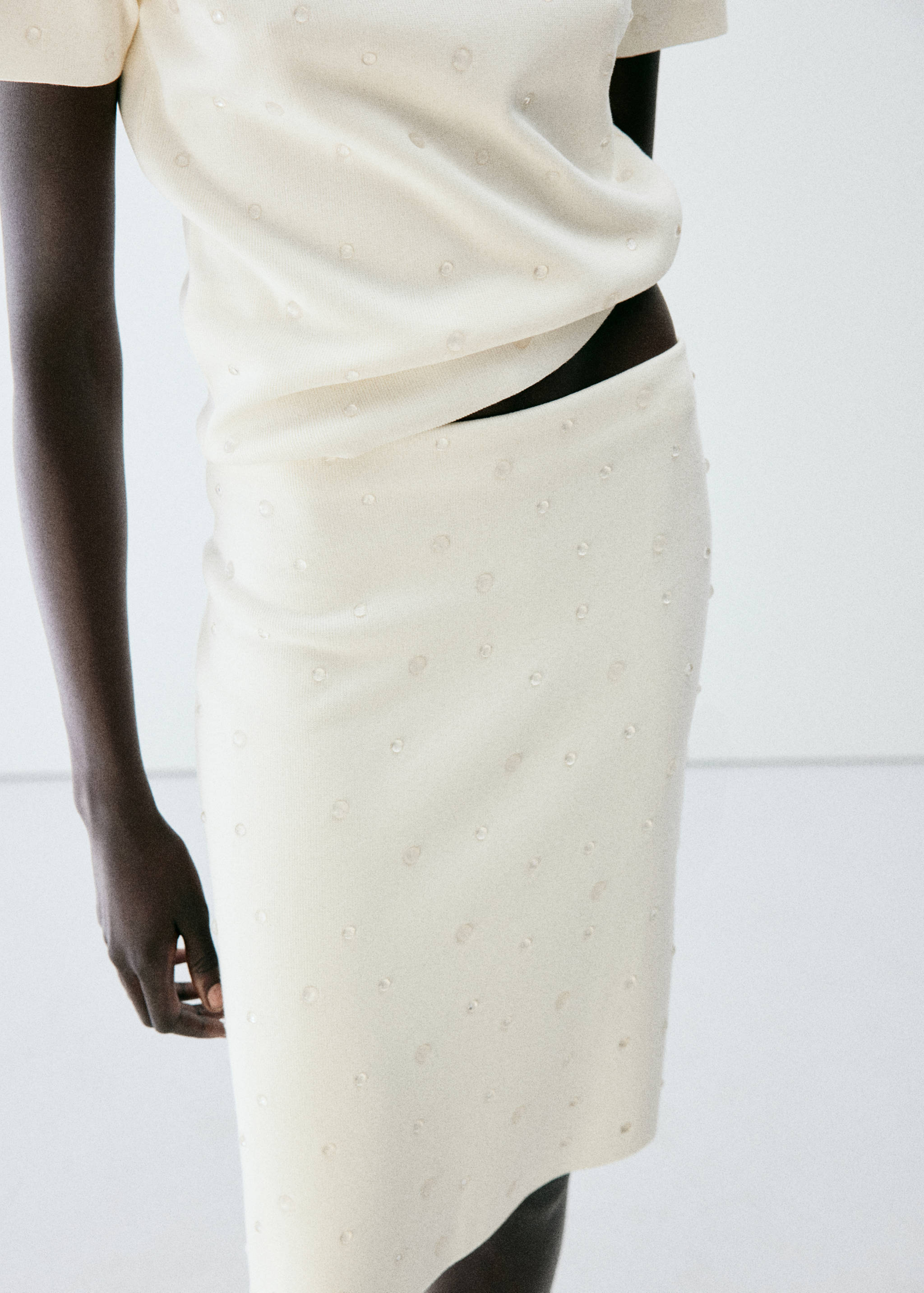 Transparent-pearl knit skirt - Medium plane