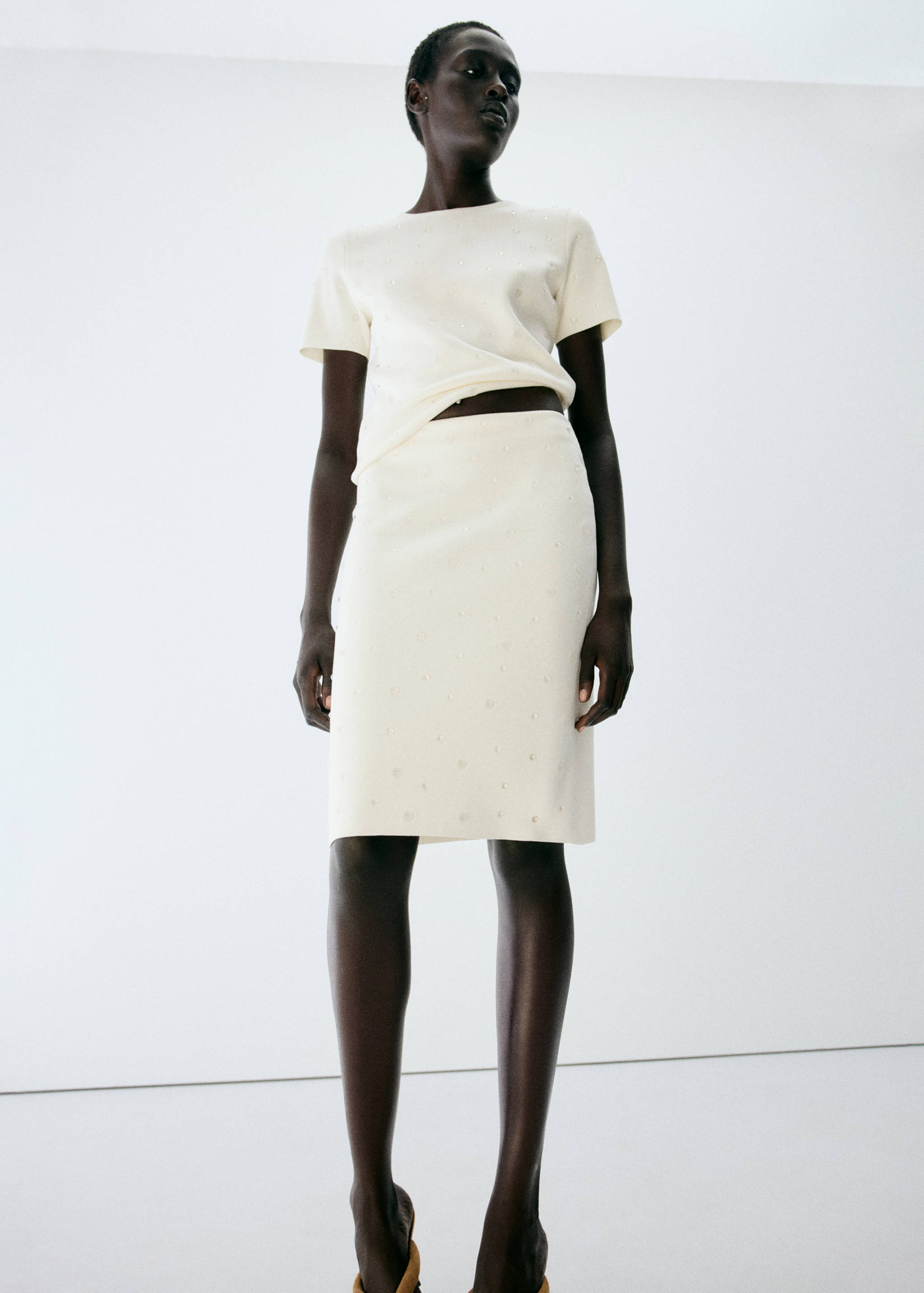 Transparent-pearl knit skirt - Details of the article 3