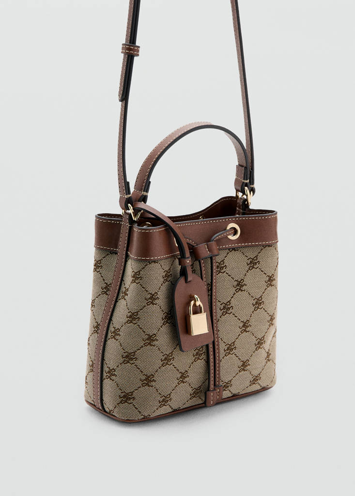 Jacquard bucket bag with logo — Leather