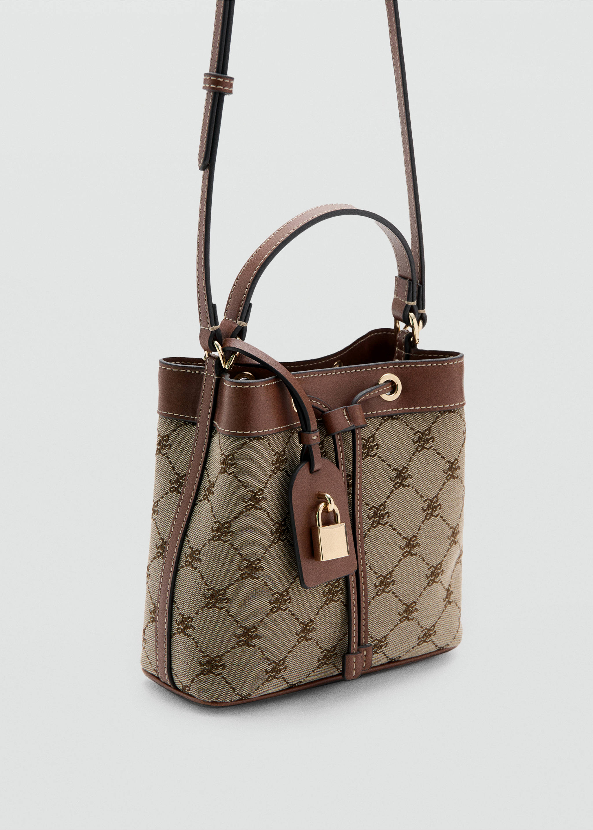 Jacquard bucket bag with logo - Medium plane, Leather. Ref: 37054108-00.