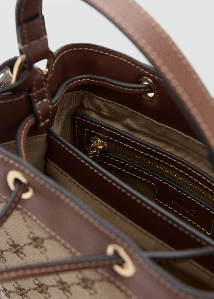 Jacquard bucket bag with logo — Leather