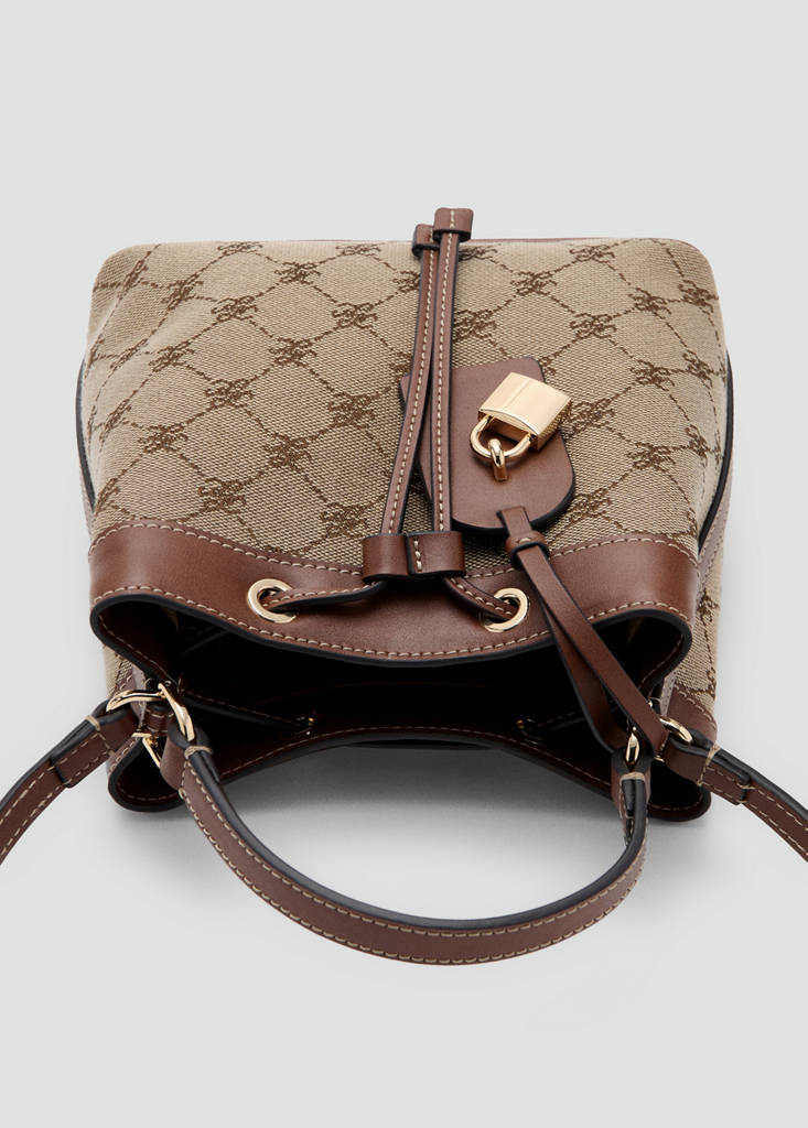 Jacquard bucket bag with logo — Leather