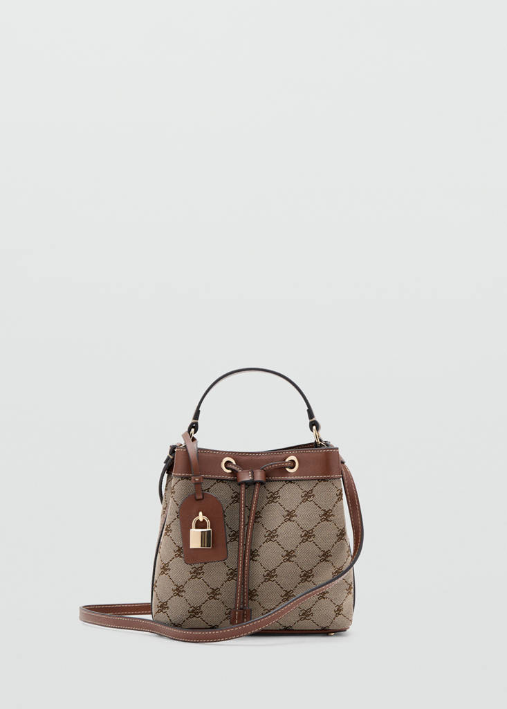 Jacquard bucket bag with logo — Leather