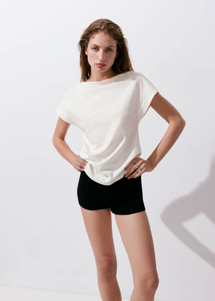 Asymmetric T-Shirt With Pleat Detail