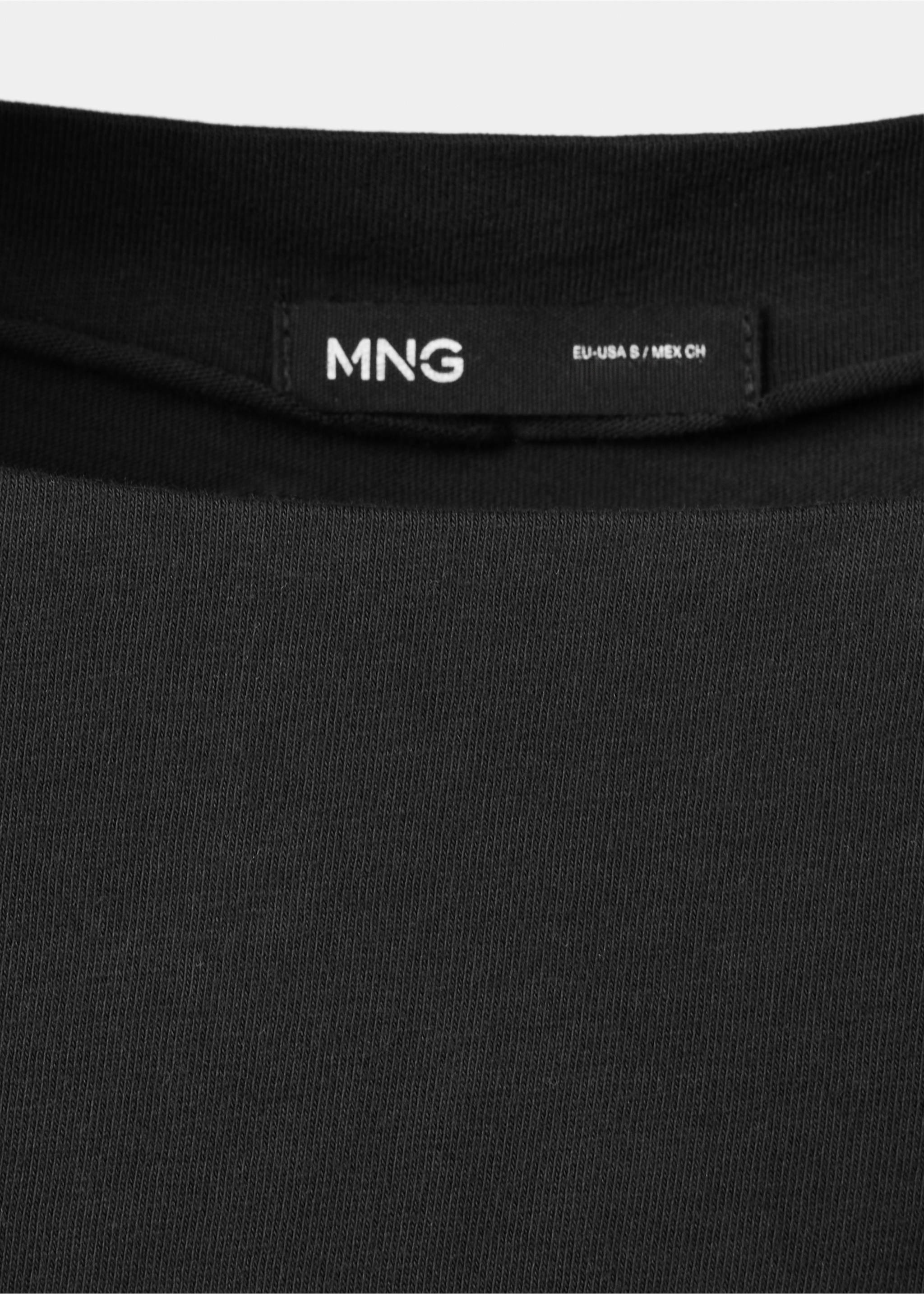Cotton t-shirt with asymmetrical hem - Details of the article 8, Black. Ref: 37054110-00.