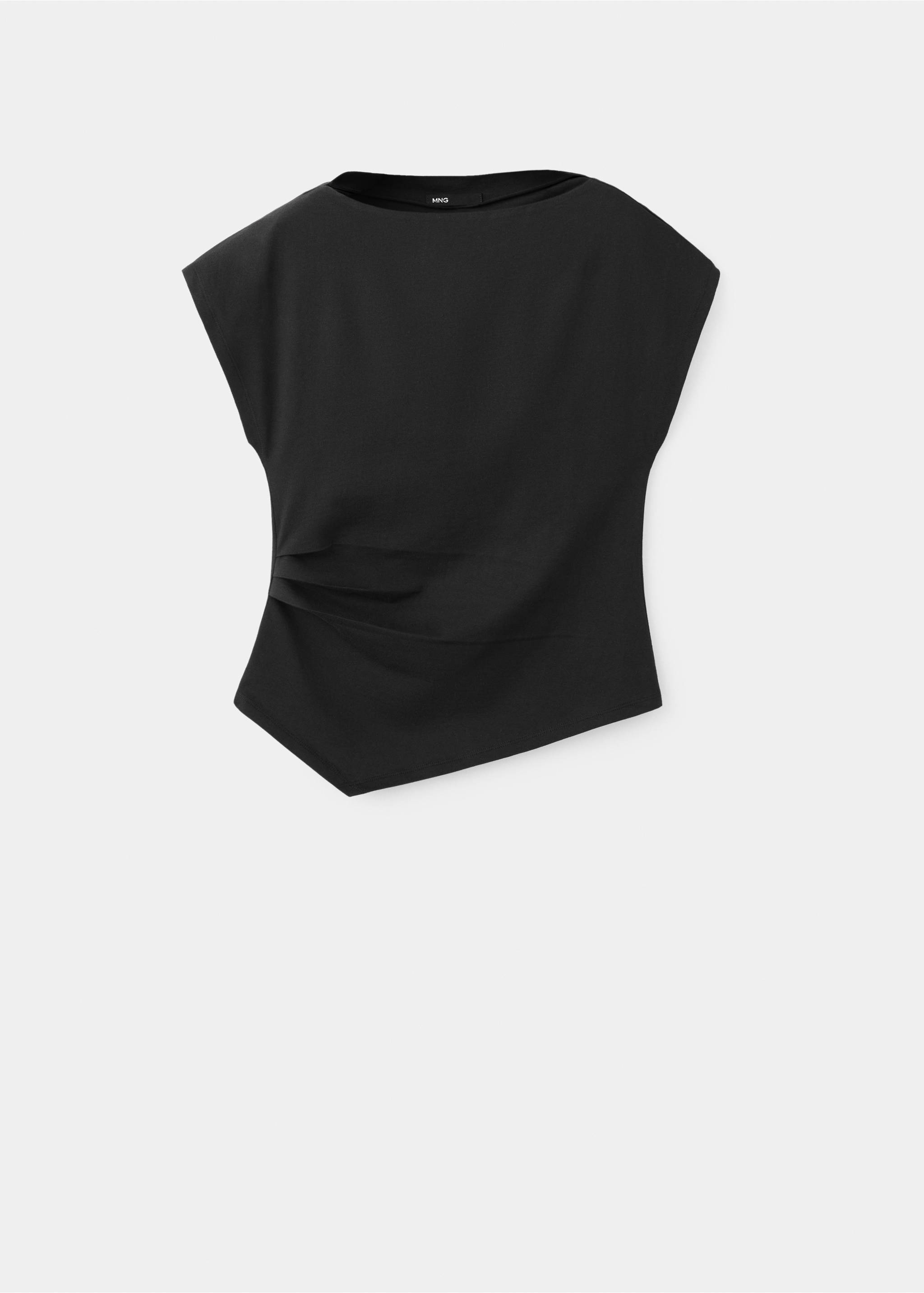 Cotton t-shirt with asymmetrical hem - Article without model, Black. Ref: 37054110-00.