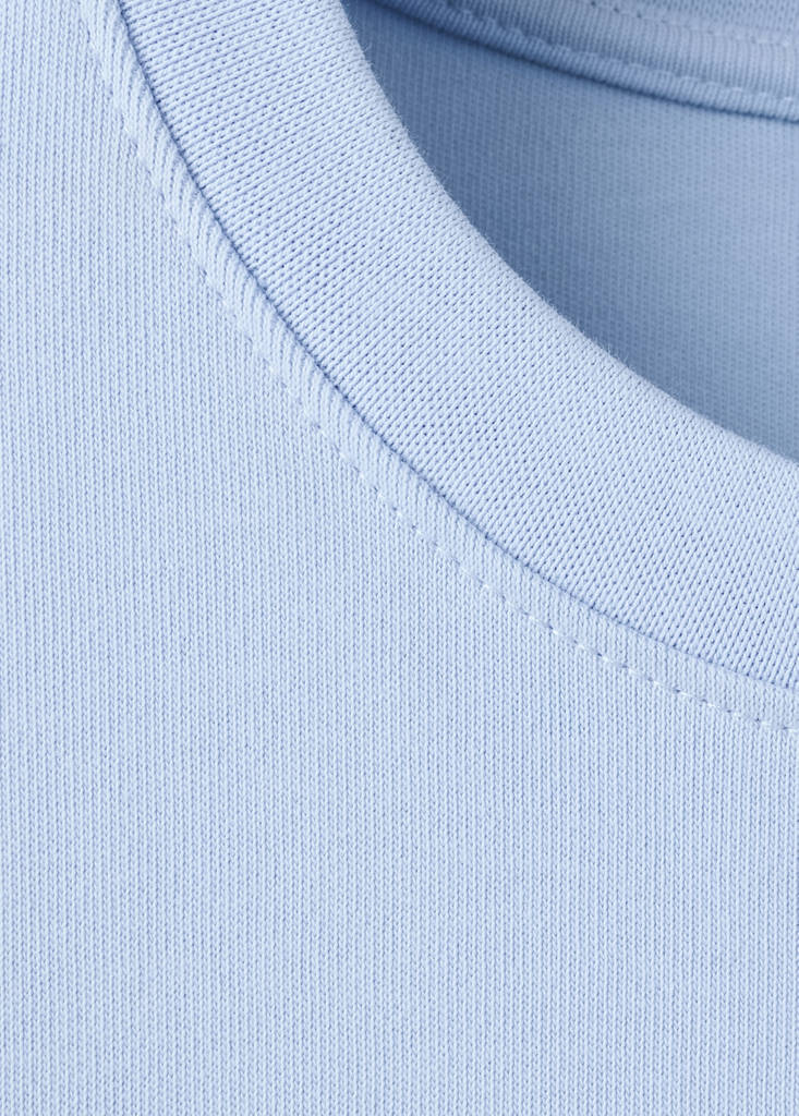 Rounded neck cotton t-shirt — Sky Blue