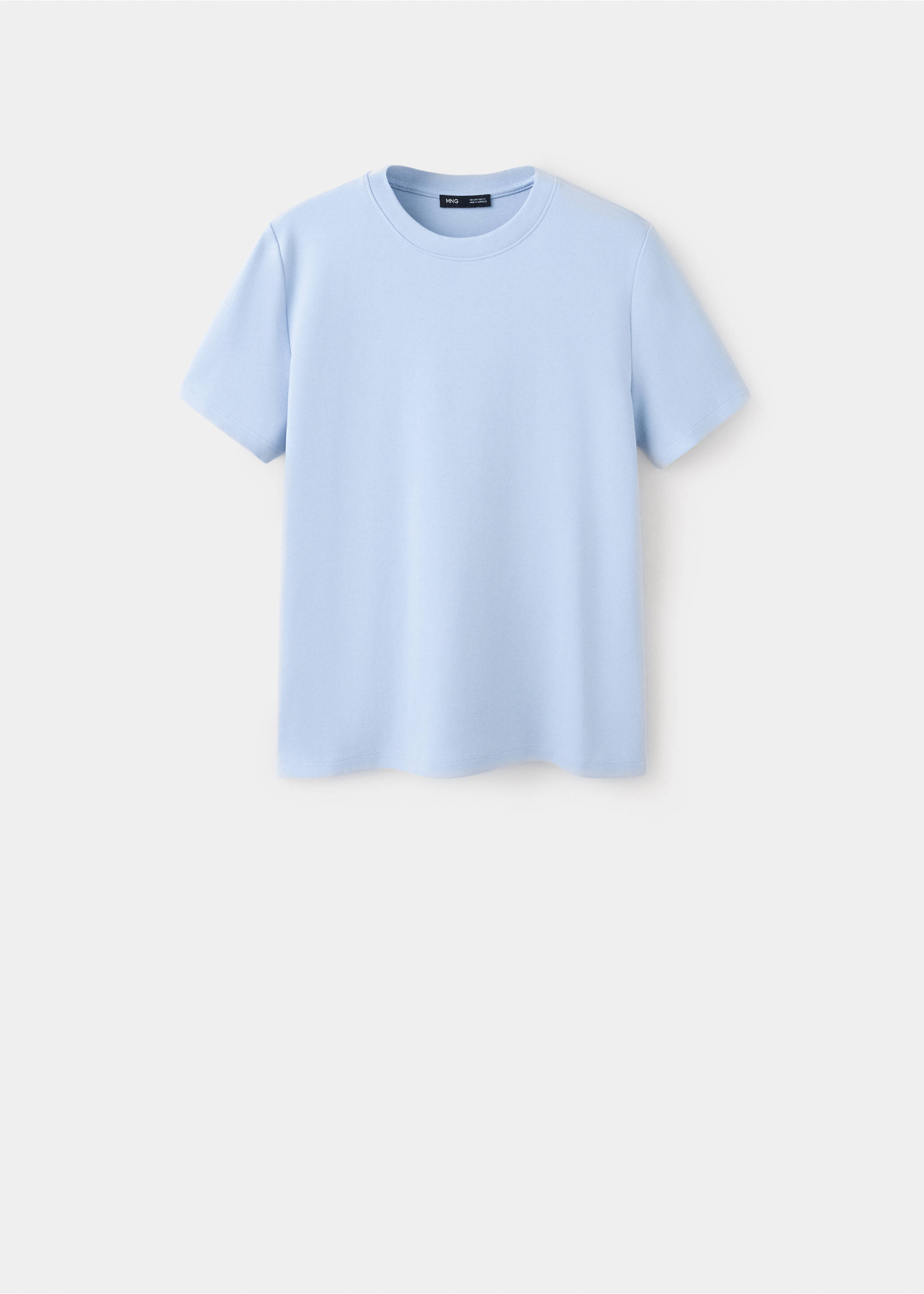 Rounded neck cotton t-shirt - Article without model, Sky Blue. Ref: 37054112-00.