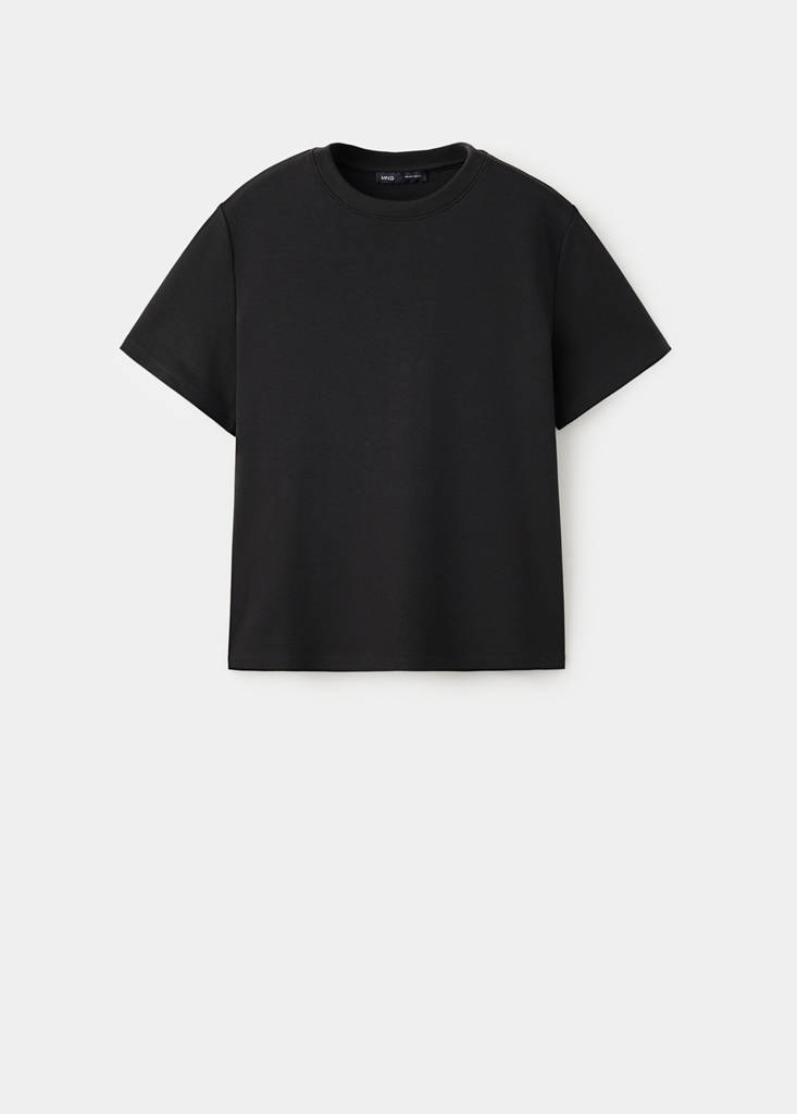 Rounded neck cotton t-shirt — Black