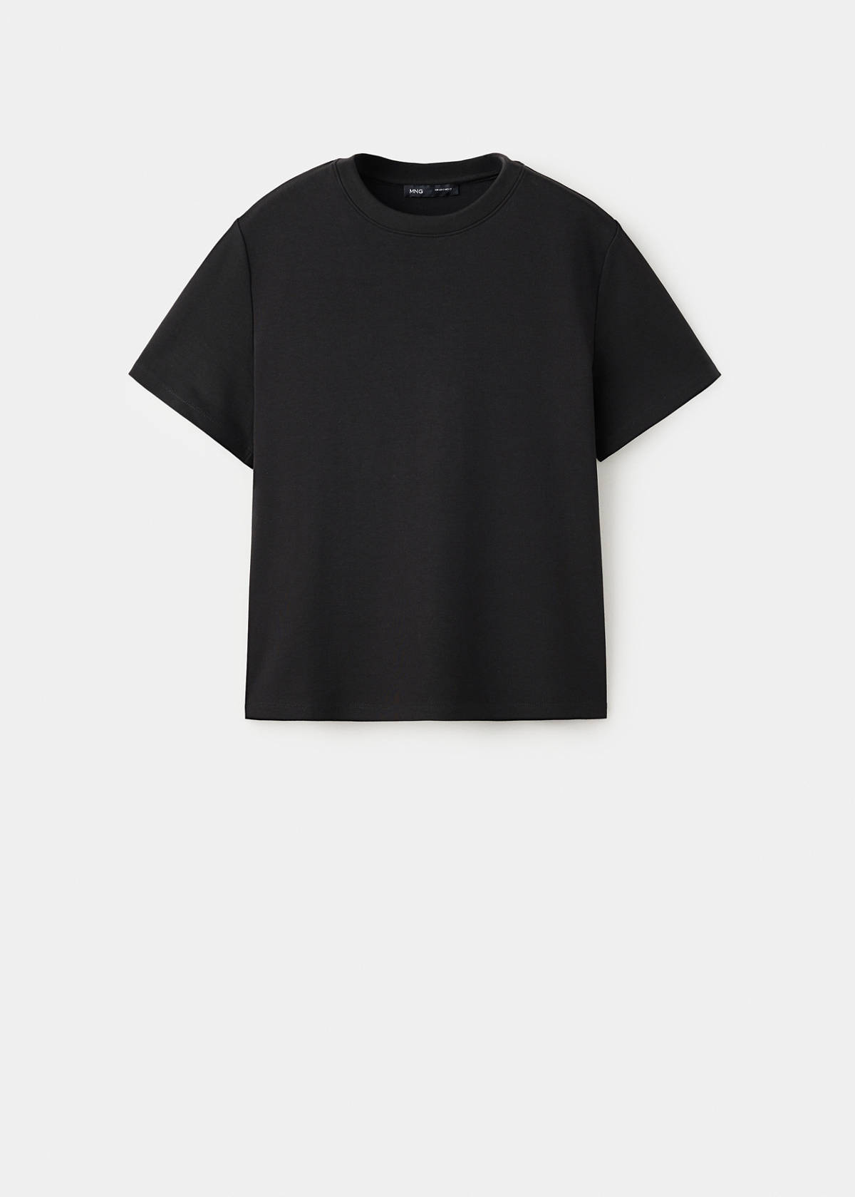 Rounded neck cotton t-shirt — Black