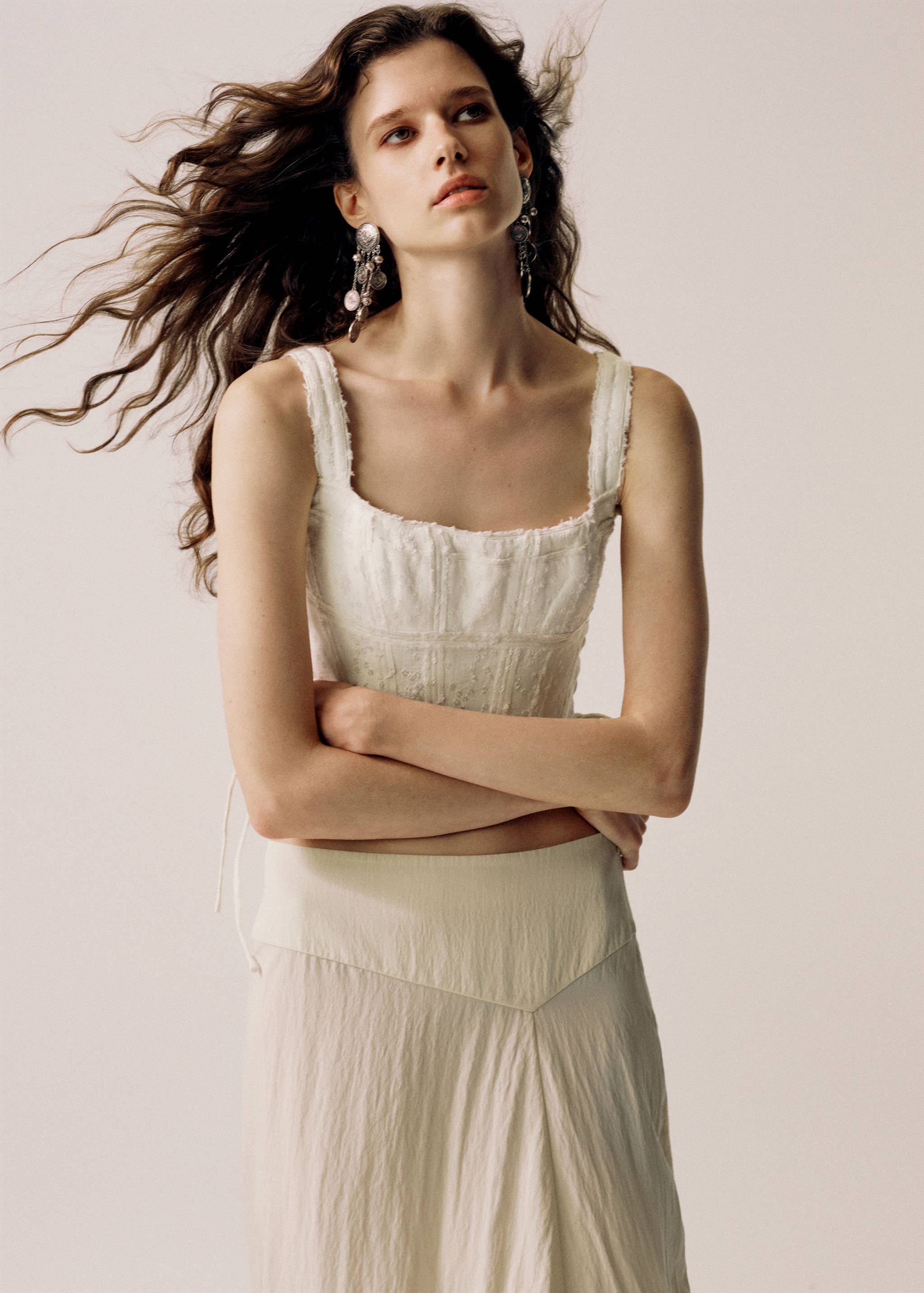 Asymmetric skirt with lace detail - Medium plane
