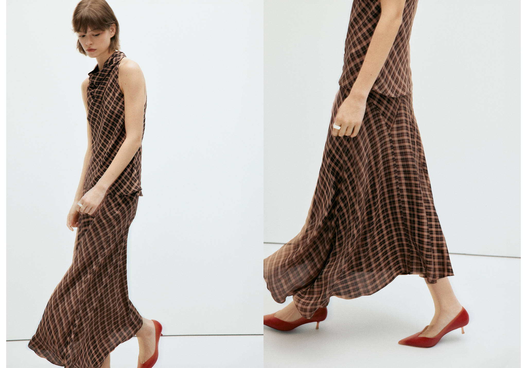 Checked asymmetric skirt - Panoramic plane