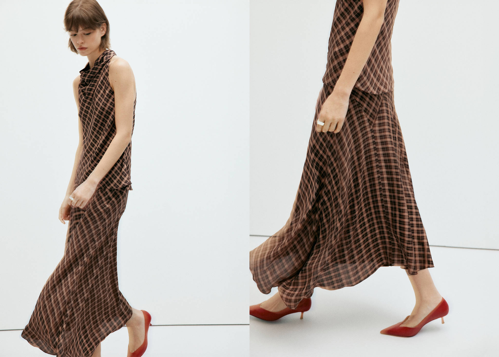 Checked asymmetric skirt - Panoramic plane