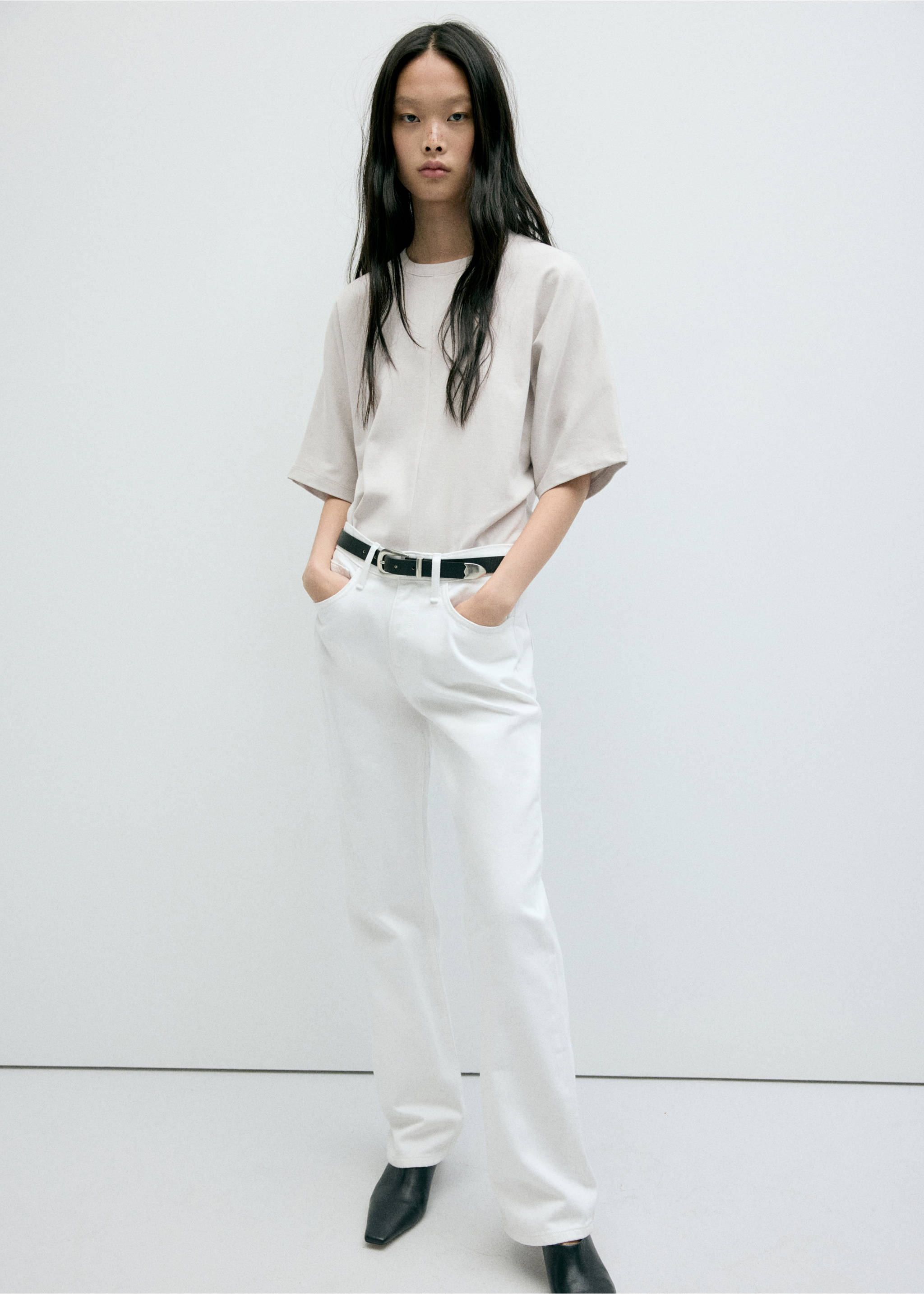 Oversized T-shirt with stitching detail - General plane, Grey. Ref: 37054115-00.