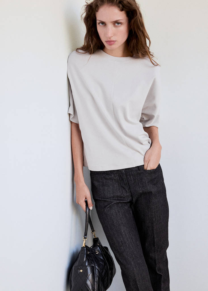 Oversized T-shirt with stitching detail — Grey