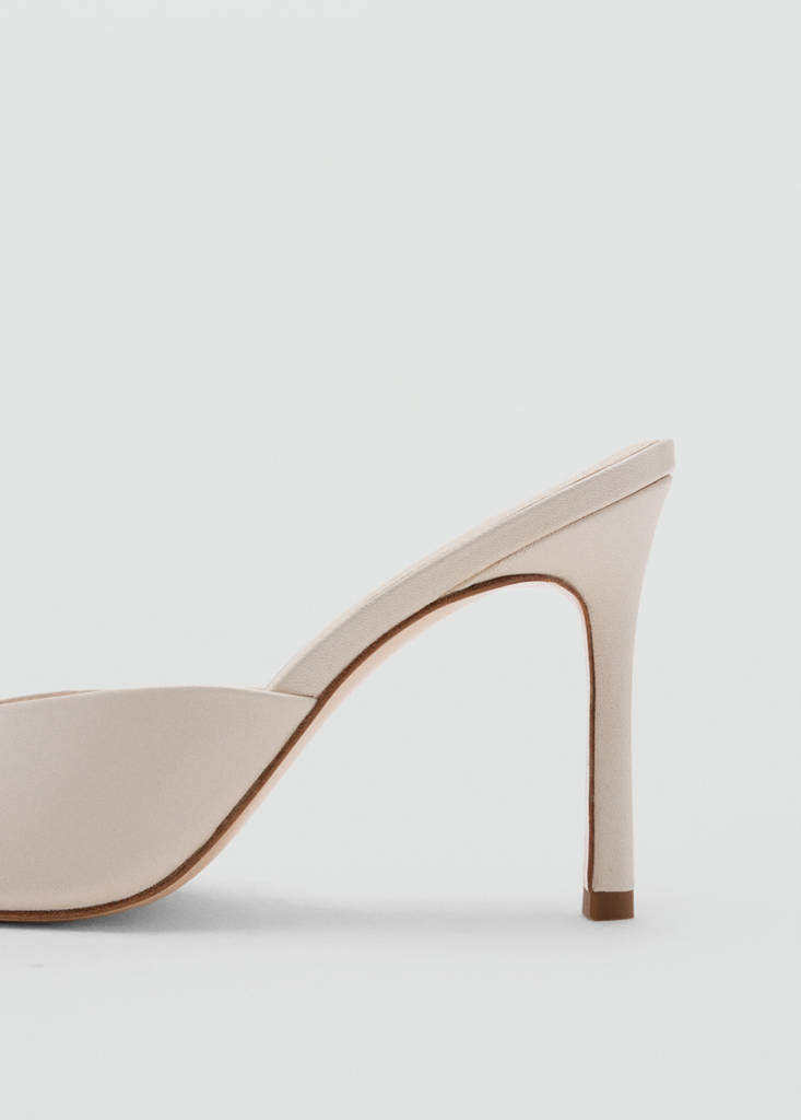 Leather stiletto heel sandal — Ecru