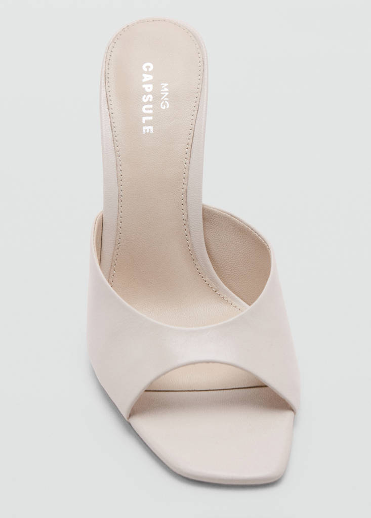 Leather stiletto heel sandal — Ecru