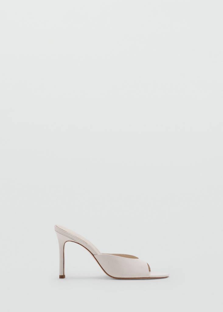 Leather stiletto heel sandal — Ecru