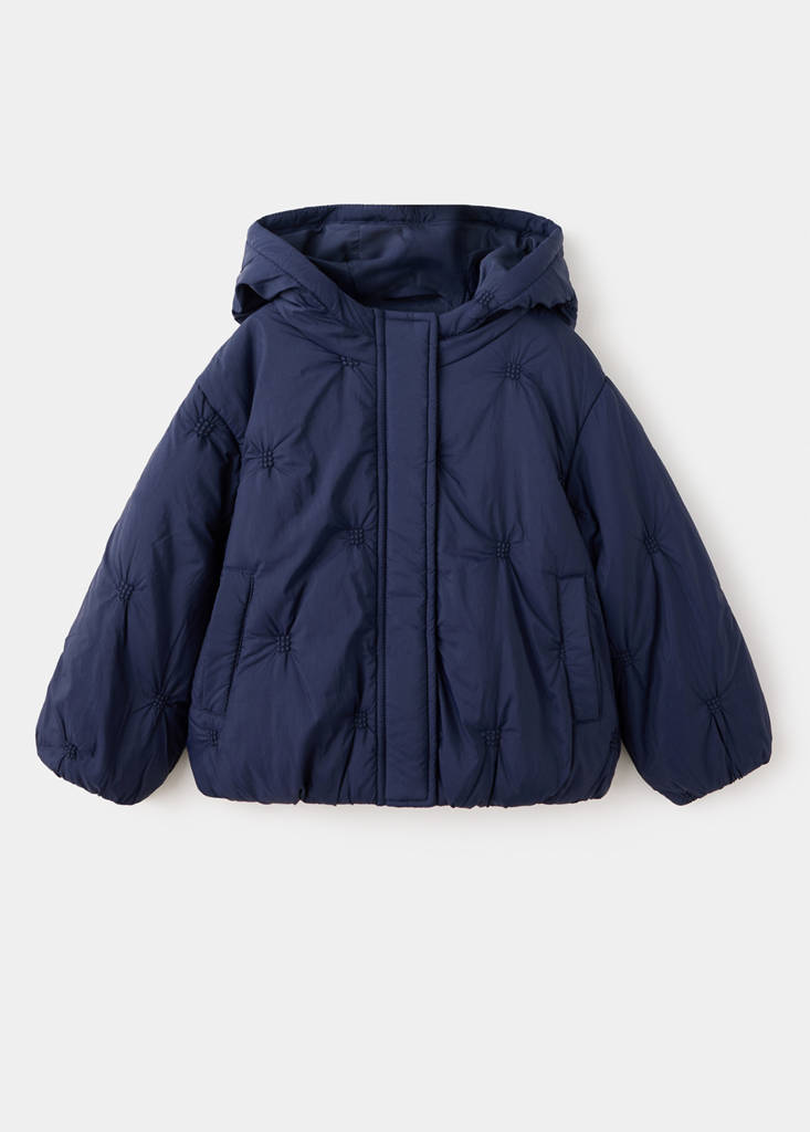 Hood puffer coat — Navy