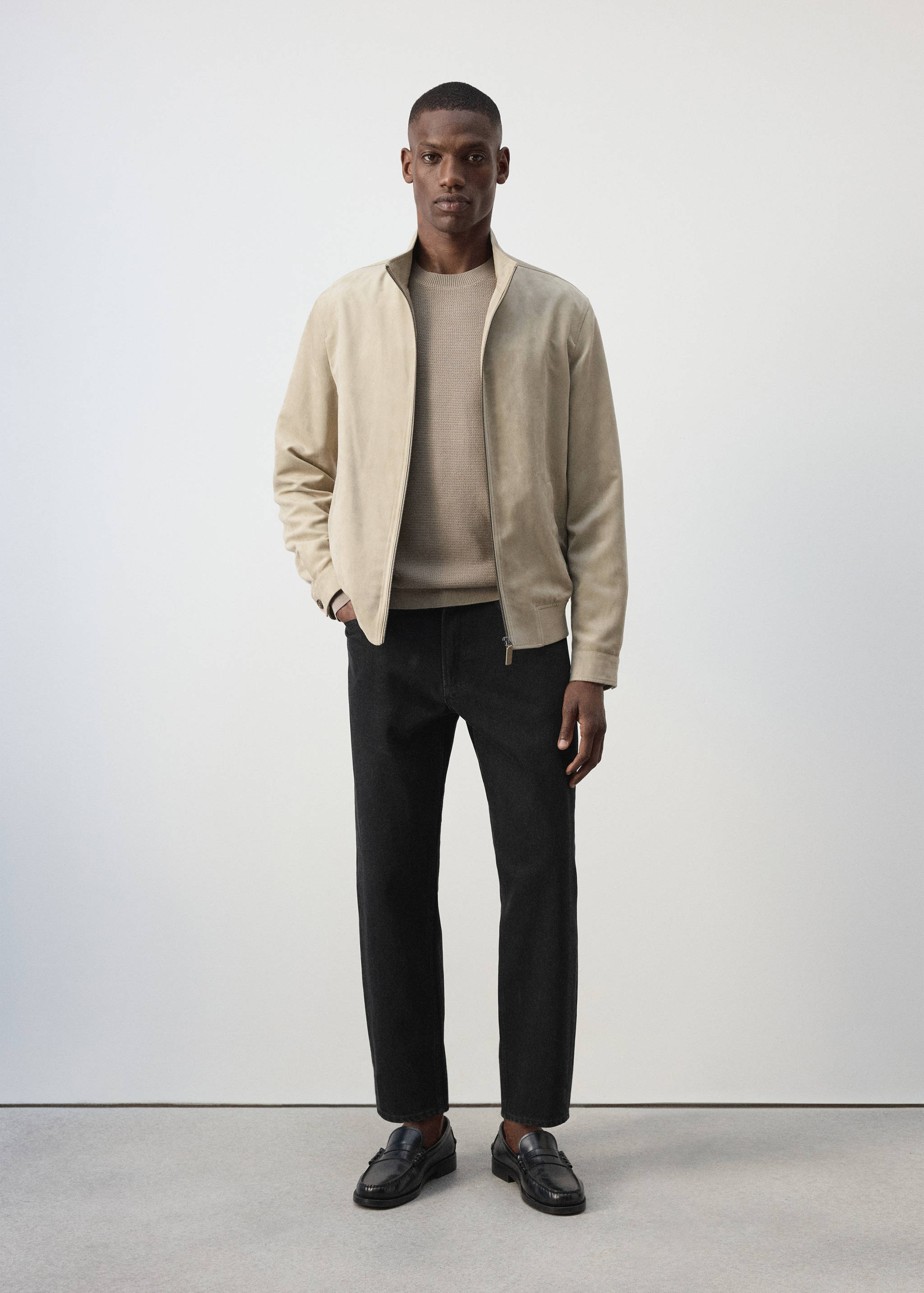 Suede-effect bomber jacket - General plane