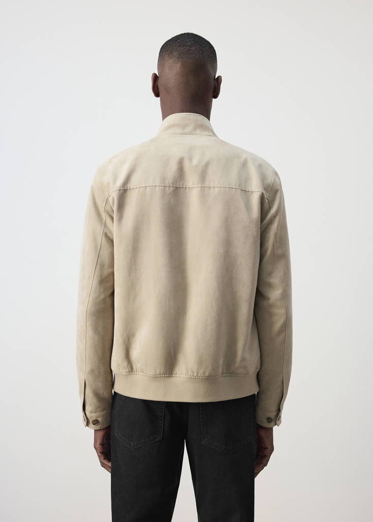 Suede-effect bomber jacket — Beige