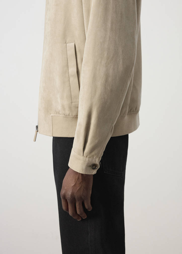 Suede-effect bomber jacket — Beige