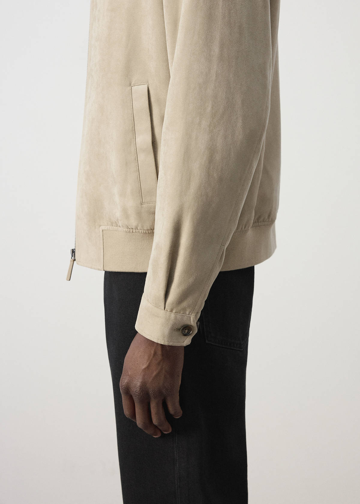 Suede-effect bomber jacket — Beige