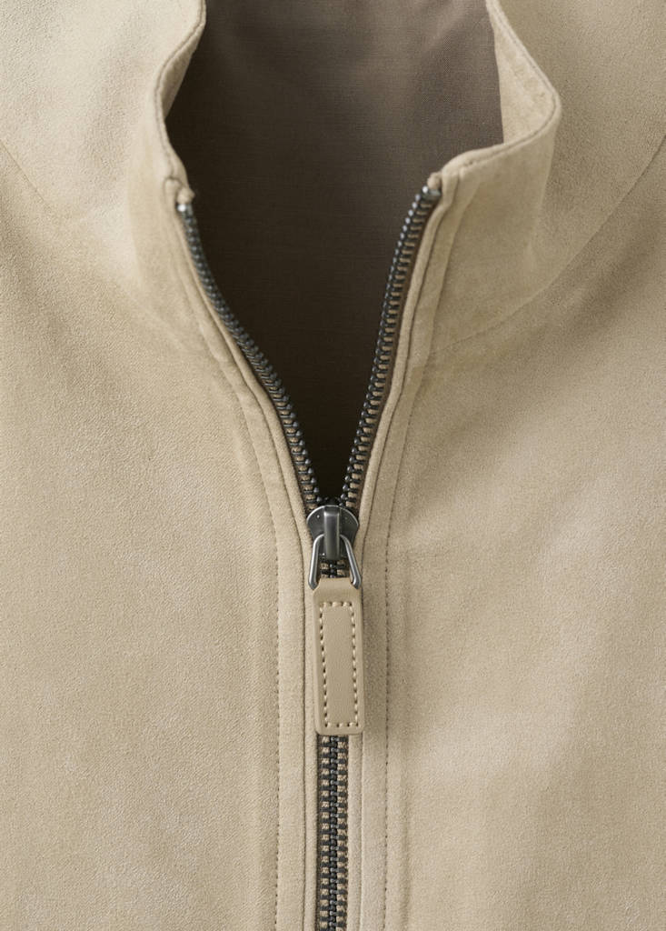 Suede-effect bomber jacket — Beige