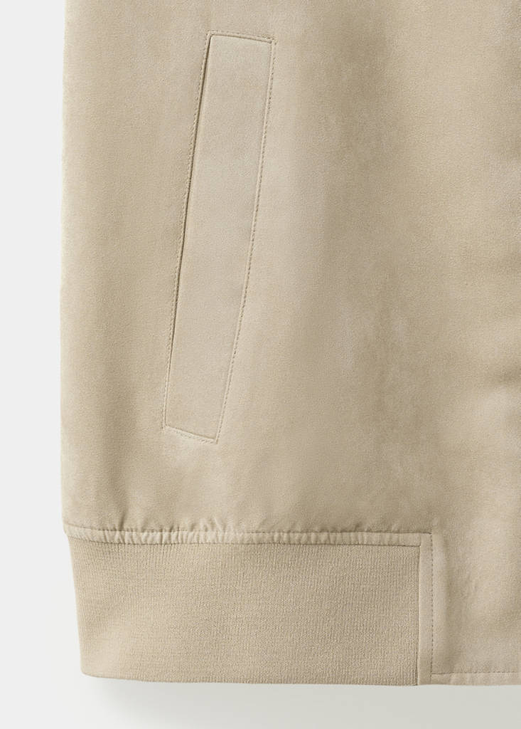 Suede-effect bomber jacket — Beige