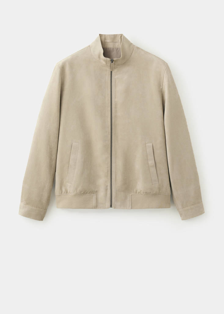 Suede-effect bomber jacket — Beige
