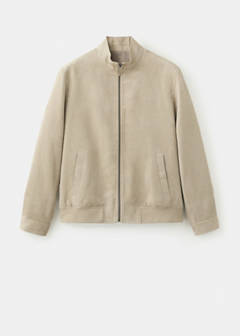 Suede-effect bomber jacket — Beige 7