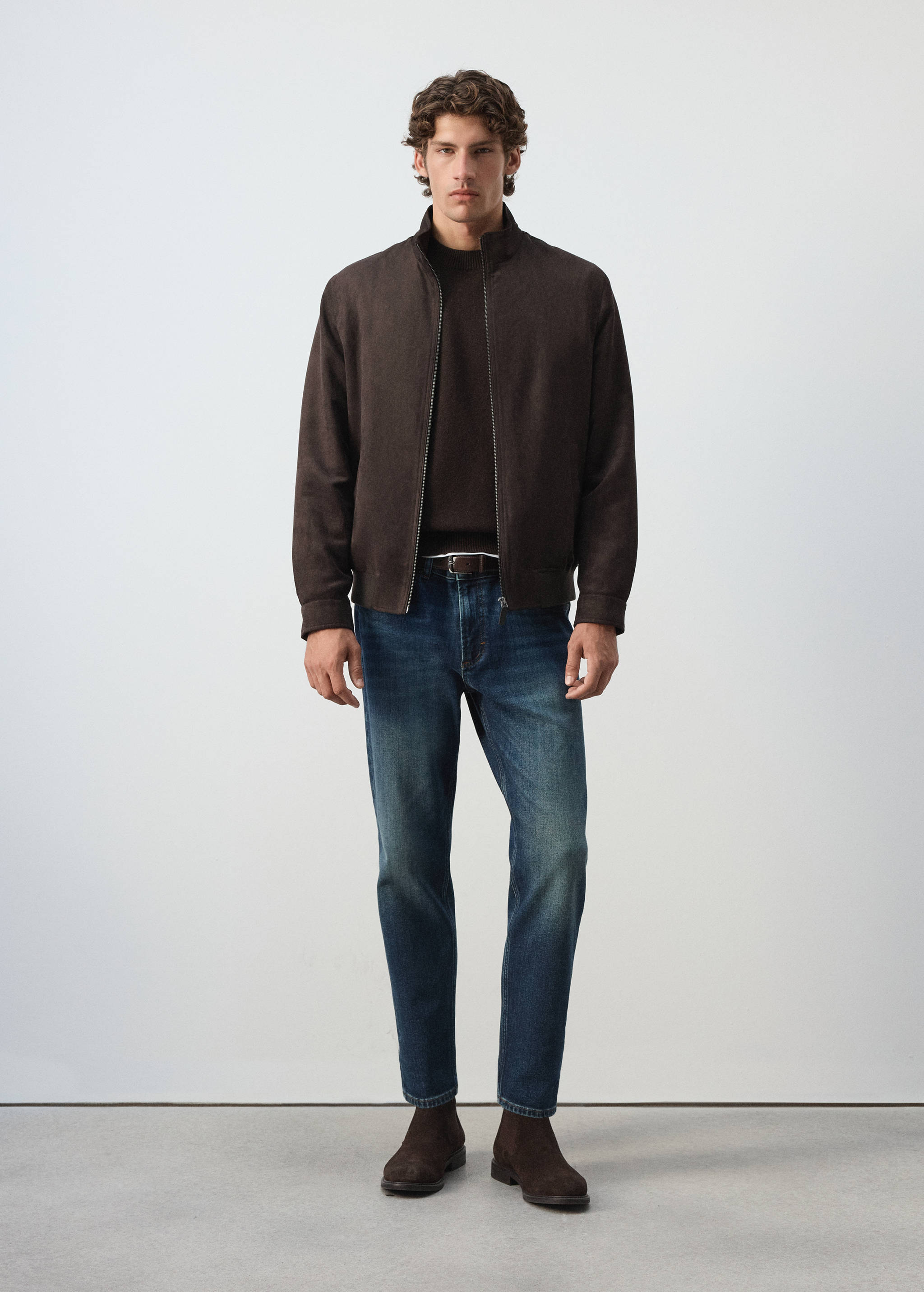 Suede-effect bomber jacket - General plane