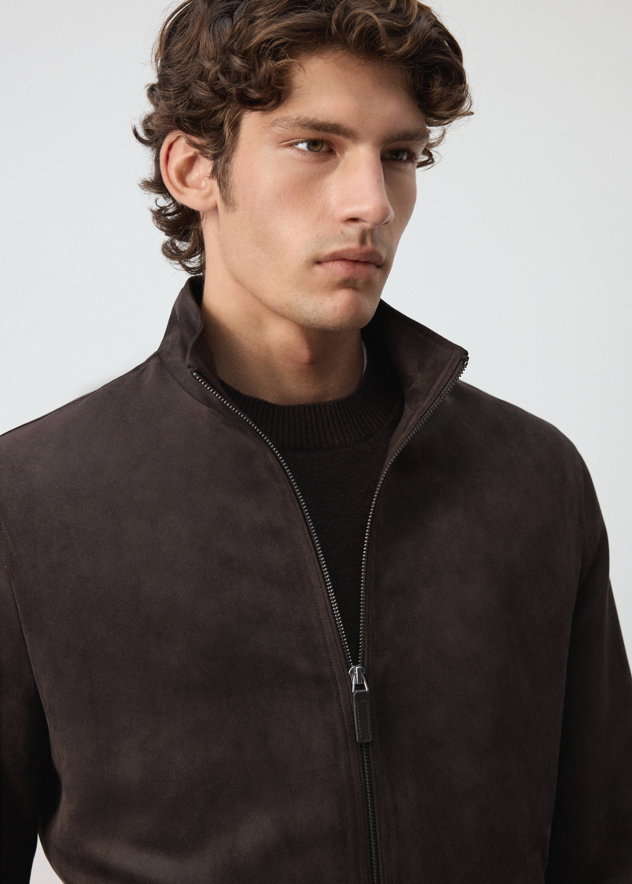 Suede-effect bomber jacket - Details of the article 1