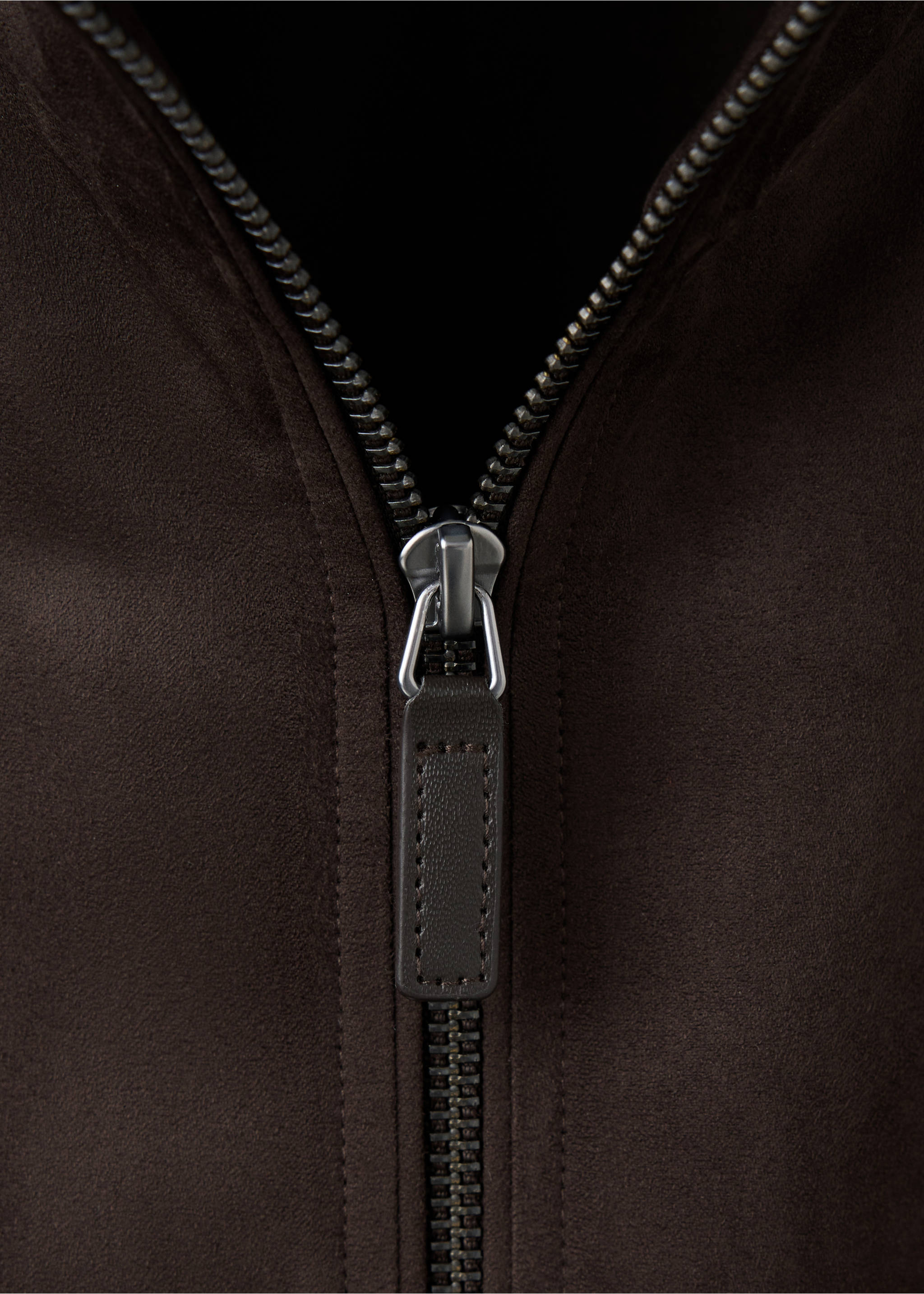 Suede-effect bomber jacket - Details of the article 8, Brown. Ref: 37054402-00.
