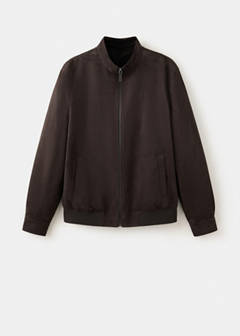 Suede-effect bomber jacket — Brown 6