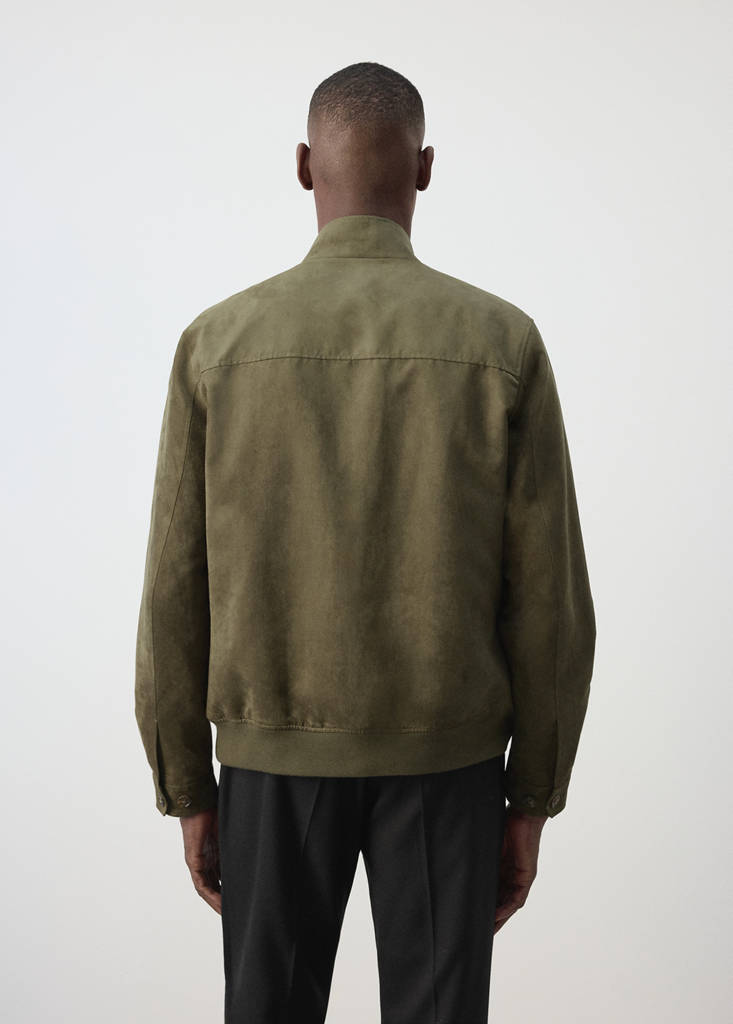 Suede-effect bomber jacket — Khaki