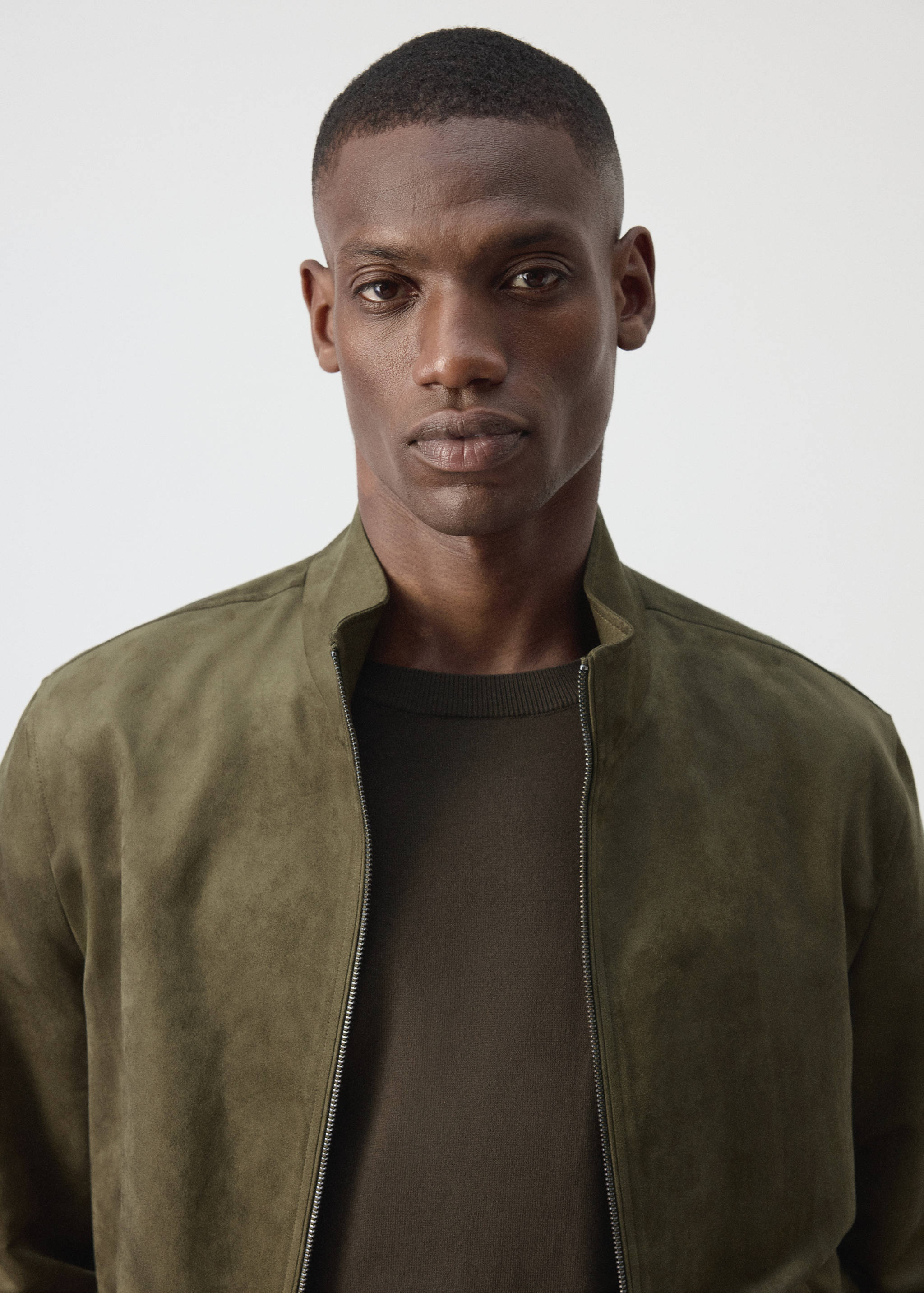 Suede-effect bomber jacket - Details of the article 1