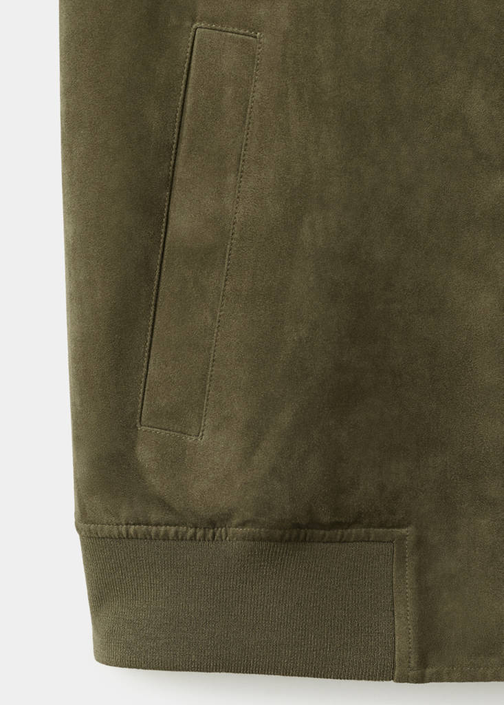 Suede-effect bomber jacket — Khaki