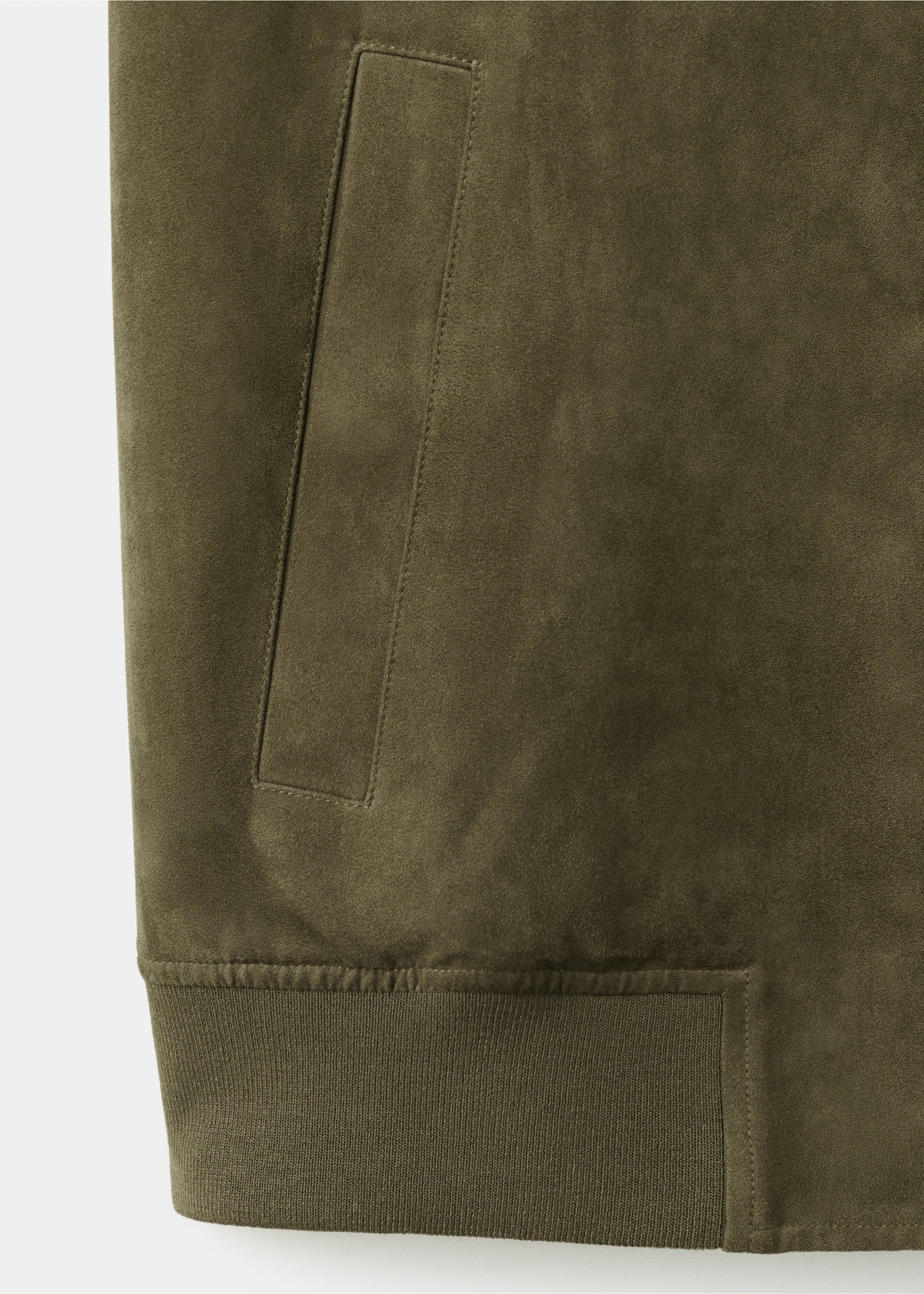 Suede-effect bomber jacket - Details of the article 8, Khaki. Ref: 37054402-00.