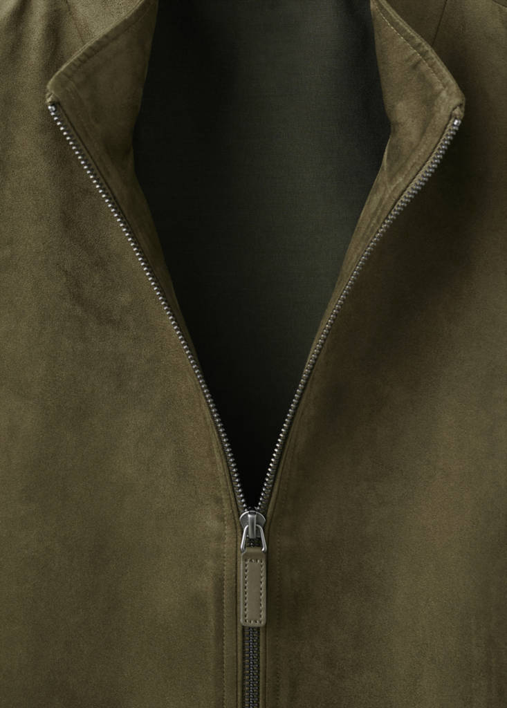 Suede-effect bomber jacket — Khaki